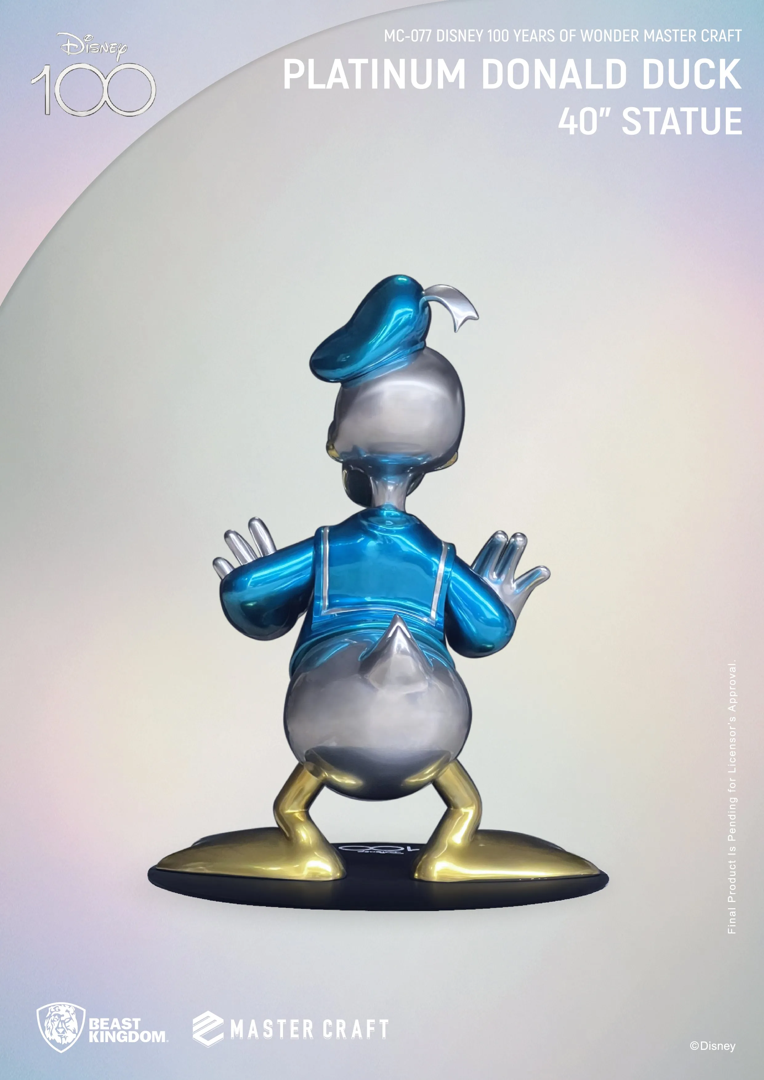 Beast Kingdom MC-077 Disney 100 Years of Wonder Platinum Donald Duck 40" Master Craft Figure Statue