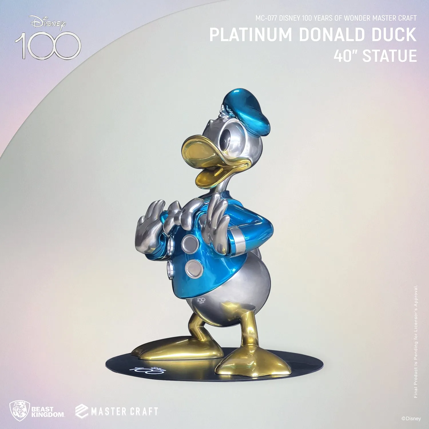 Beast Kingdom MC-077 Disney 100 Years of Wonder Platinum Donald Duck 40" Master Craft Figure Statue