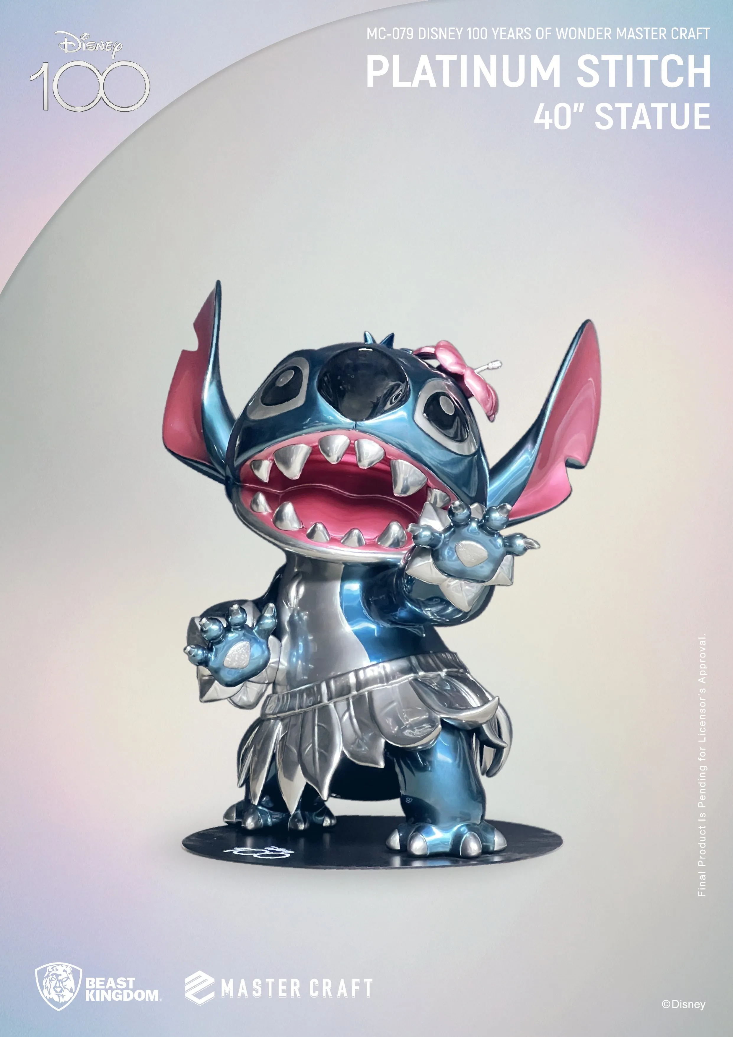 Beast Kingdom MC-079 Disney 100 Years of Wonder Platinum Stitch 40" Master Craft Figure Statue