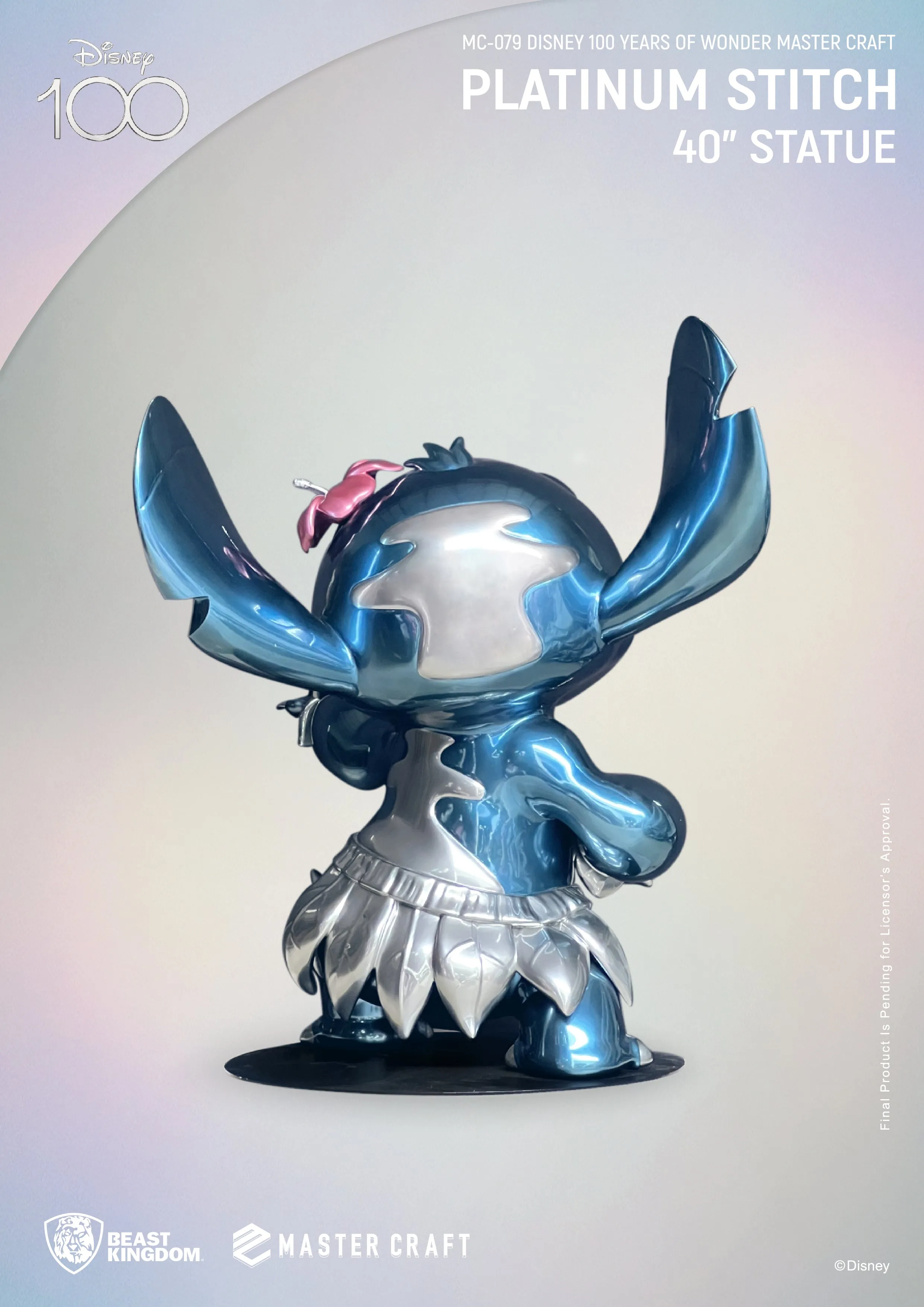 Beast Kingdom MC-079 Disney 100 Years of Wonder Platinum Stitch 40" Master Craft Figure Statue