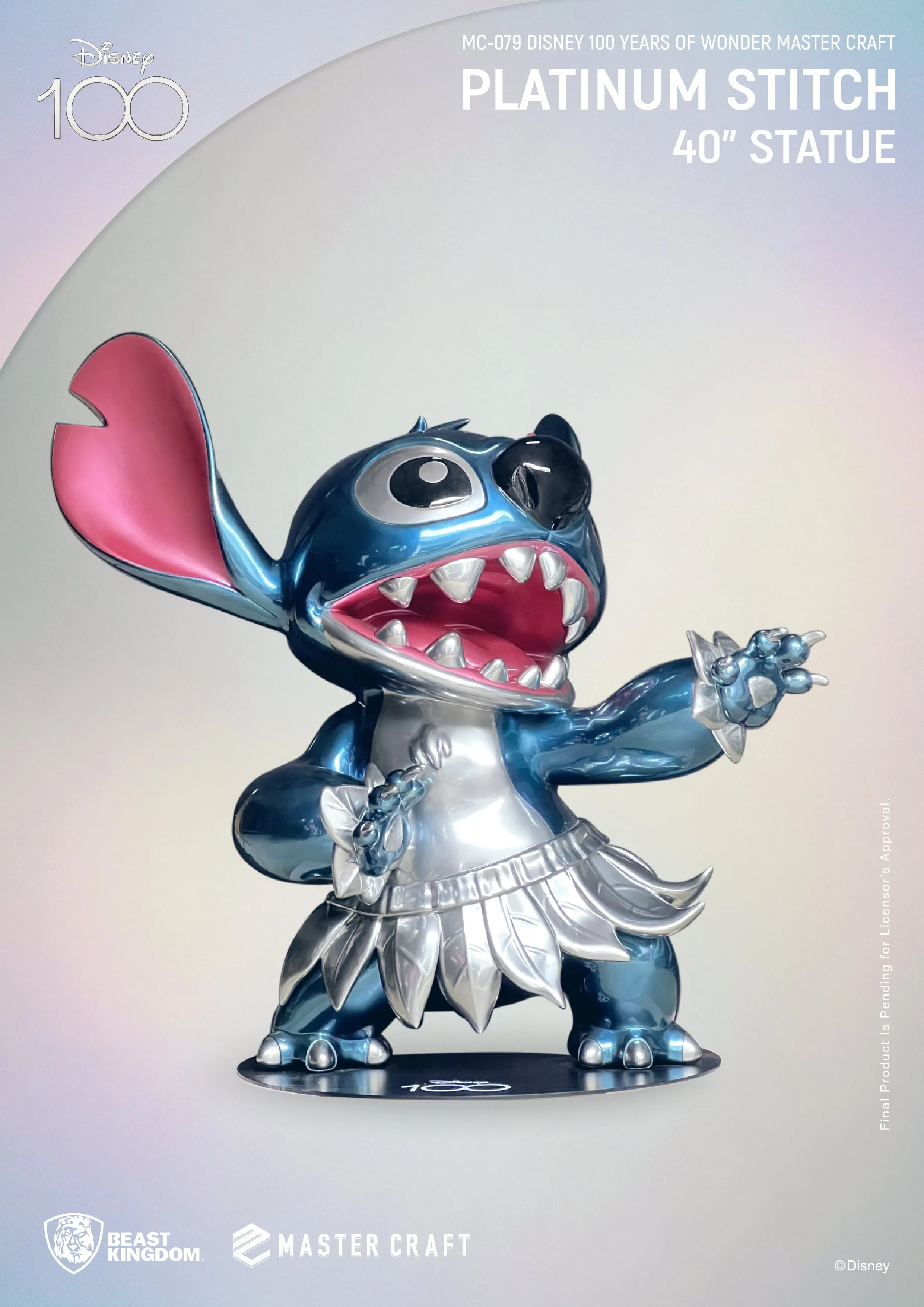 Beast Kingdom MC-079 Disney 100 Years of Wonder Platinum Stitch 40" Master Craft Figure Statue