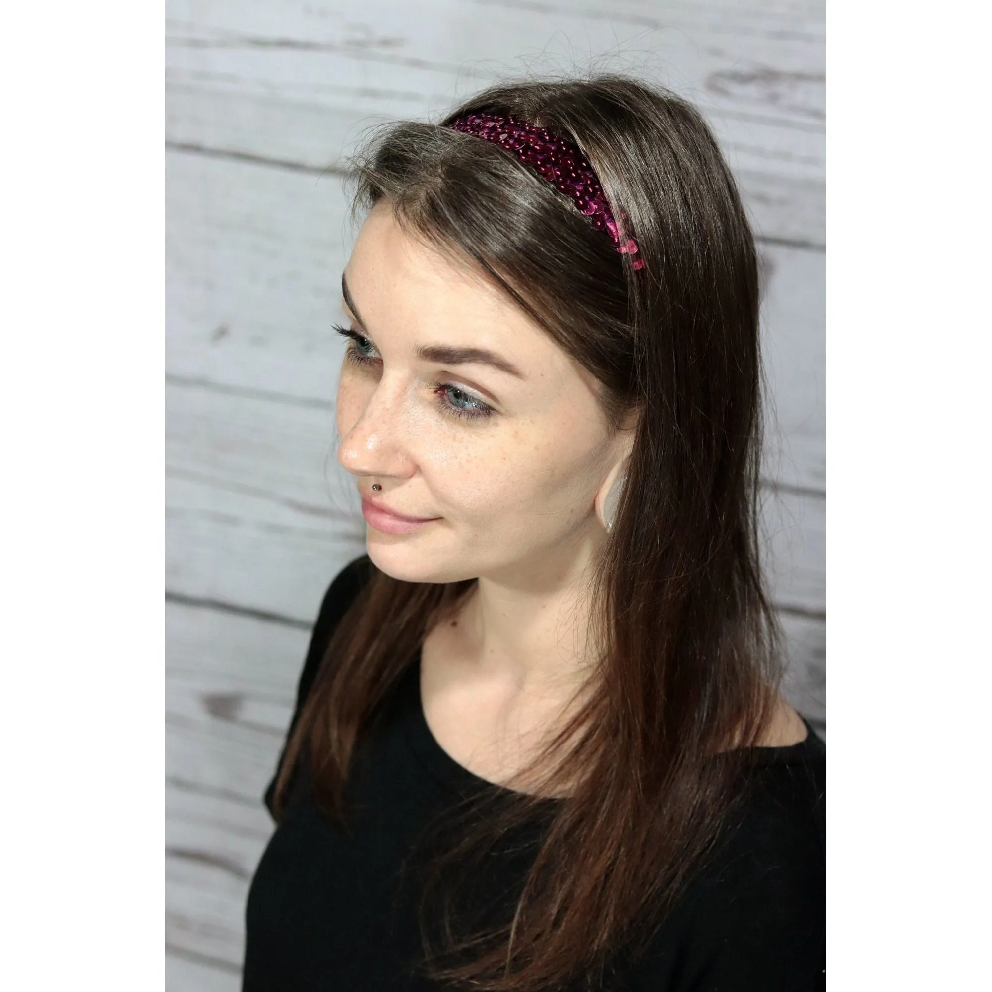 Black and Gold Sequin Headbands - 12 Pack