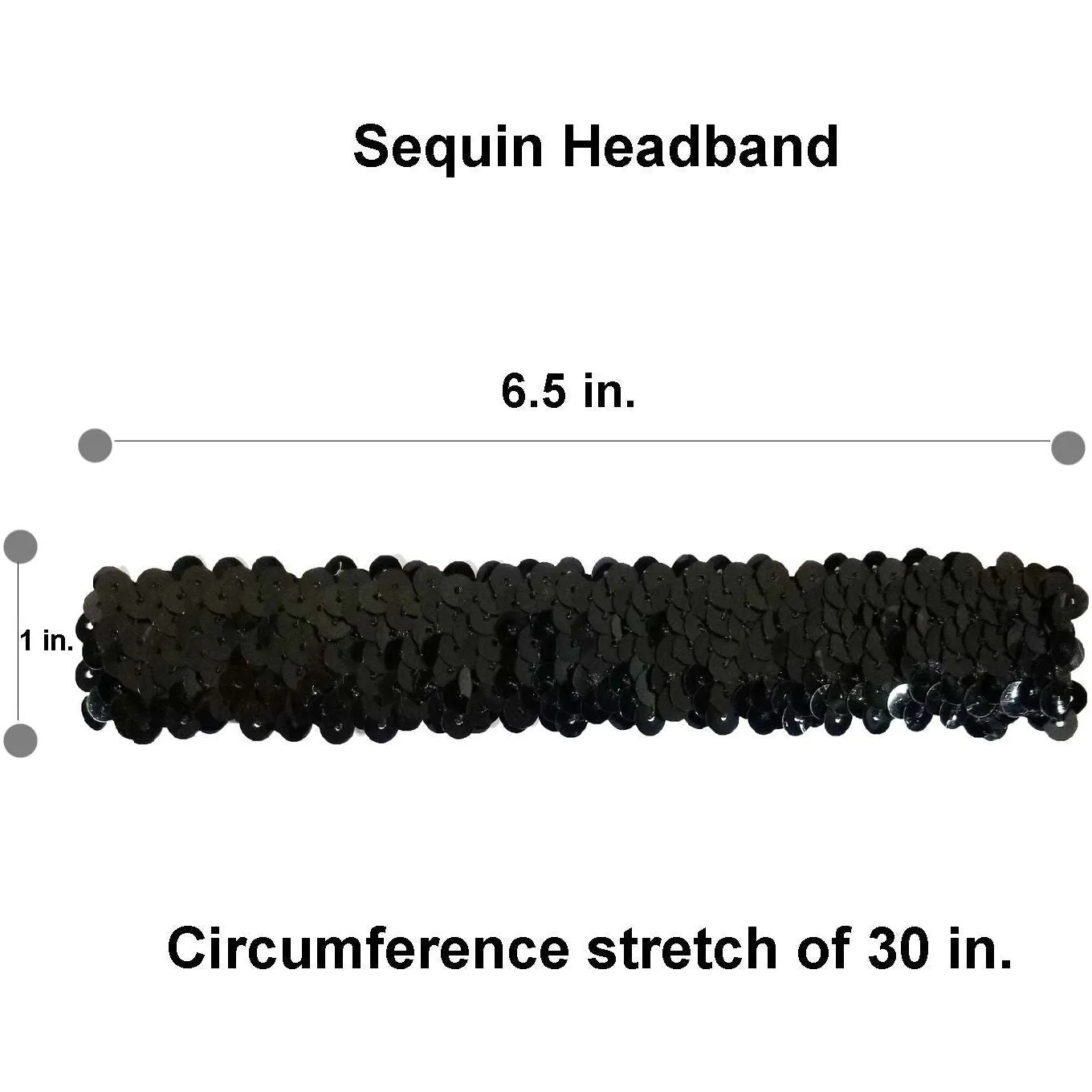 Black and Gold Sequin Headbands - 12 Pack