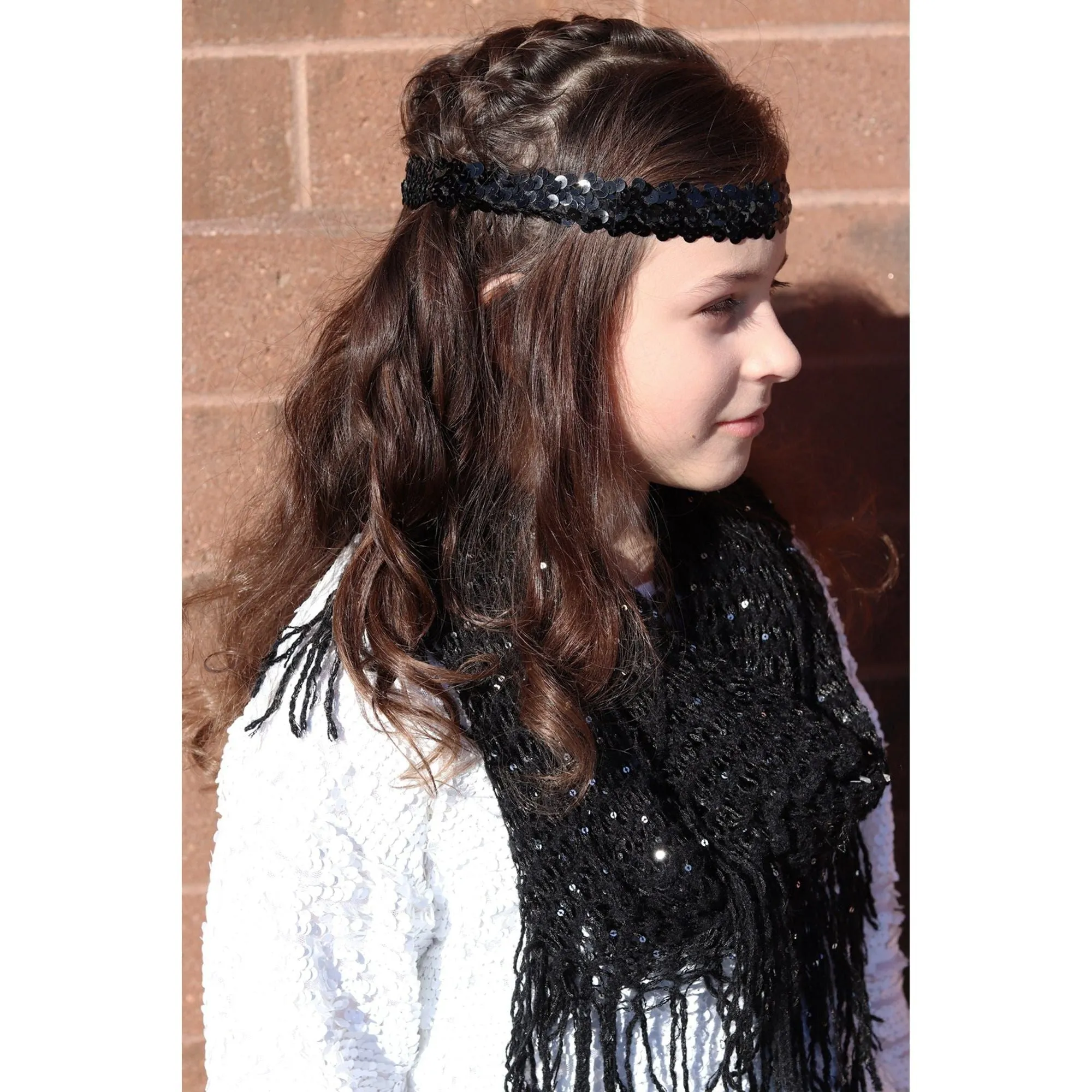 Black and Gold Sequin Headbands - 12 Pack