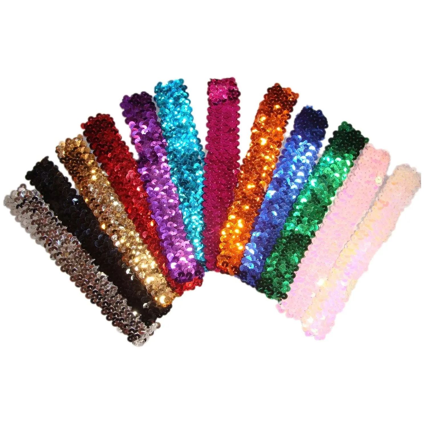 Black and Gold Sequin Headbands - 12 Pack