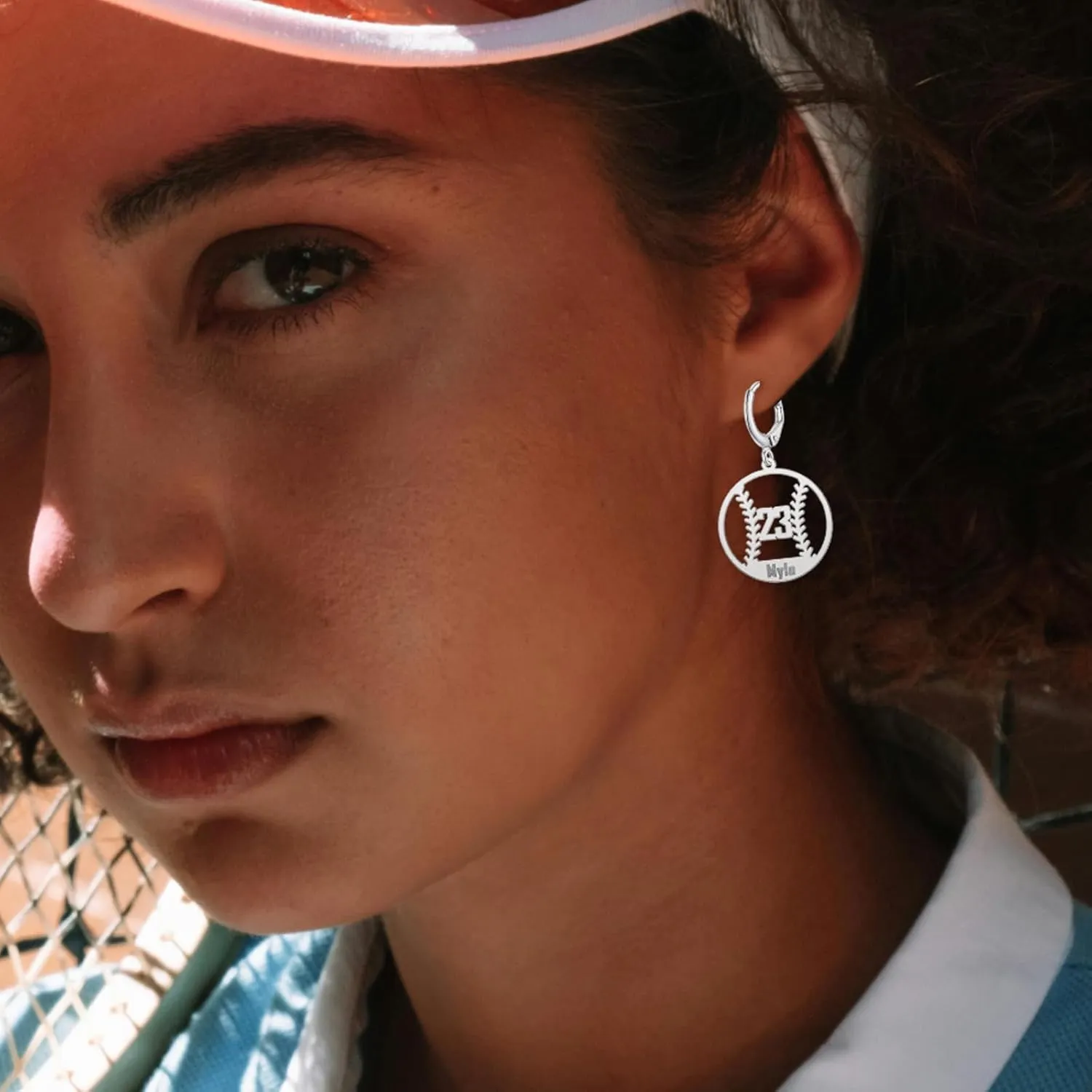 CharmSStory Womens Personalized Football/Soccer/Basketball/Volleyball/Baseball Earrings with Number Name Earrings Custom Nameplate Drop Earrings Customizable Name Jewelry Leverback Hoop Dangle Earring
