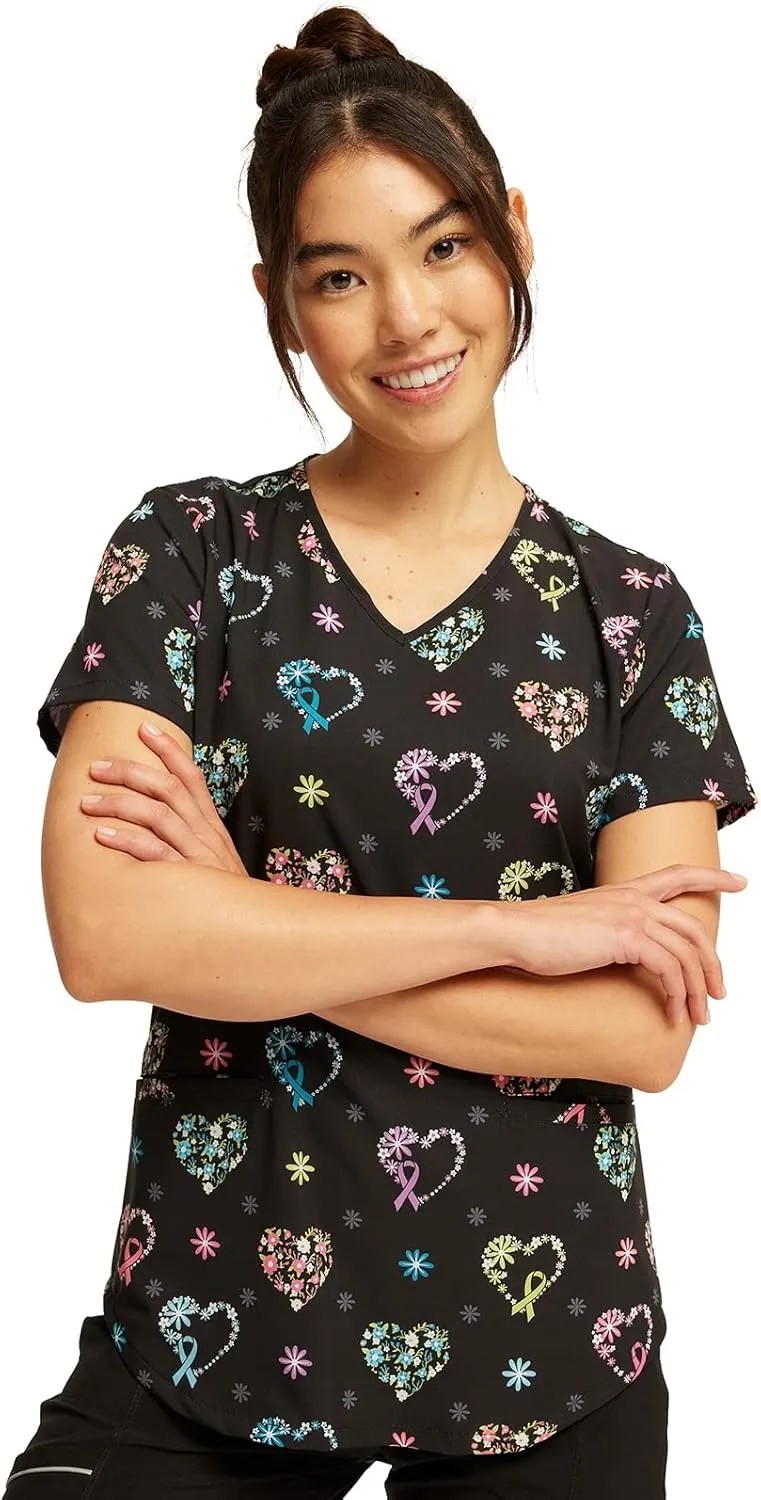 Cherokee Prints Women Scrubs Top V-Neck Print CK637