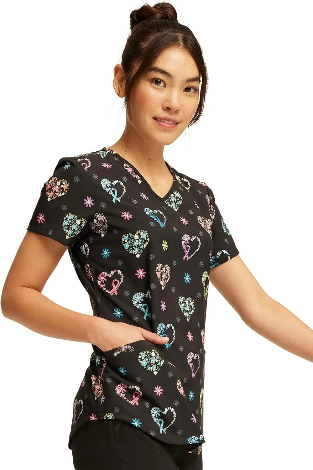 Cherokee Prints Women Scrubs Top V-Neck Print CK637