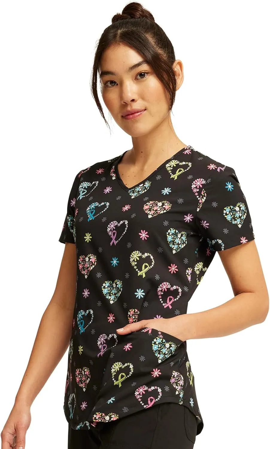 Cherokee Prints Women Scrubs Top V-Neck Print CK637