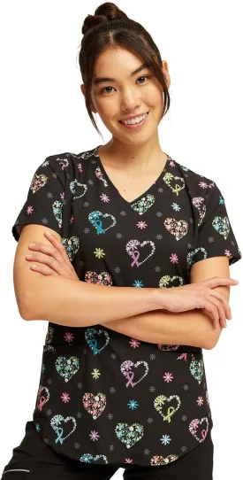 Cherokee Prints Women Scrubs Top V-Neck Print CK637