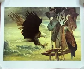 Chester Fields Print Two Eagles 20in x 24in Signed 92/750 -- Used