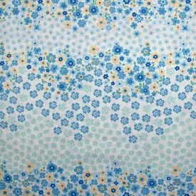 Coton imprimé fleurs Adèle bleu fond blanc