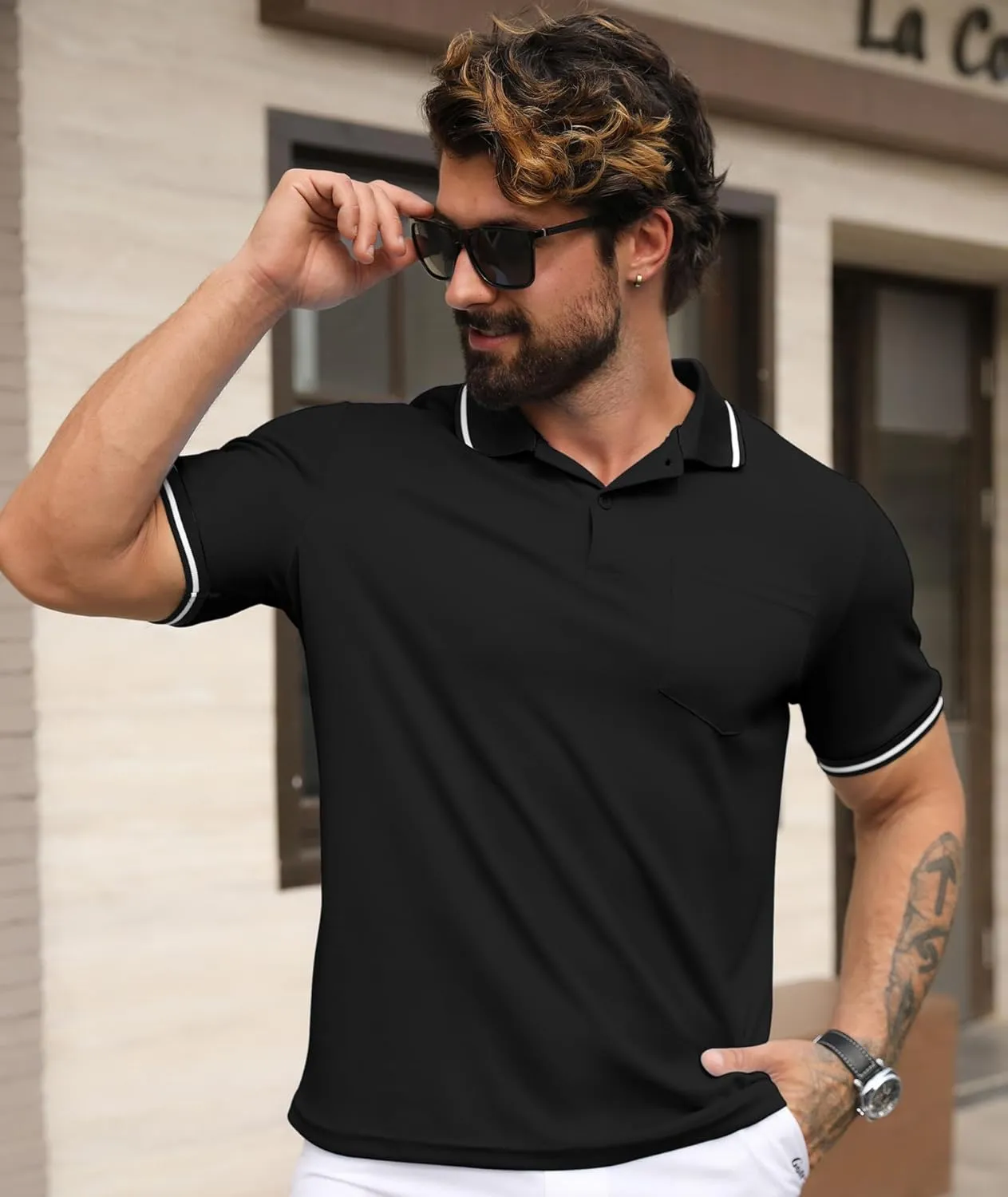 GEEK LIGHTING 5 Pack Men Polo Shirts with Pocket Multipack Golf Shirt for Men Moisture Wicking Casual Athletic Work T-Shirts