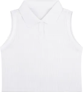 Girls Crop Tops Sleeveless Polo Shirts Athletic Tank Tops Golf Tennis T-Shirts with Collared Quick Dry Casual