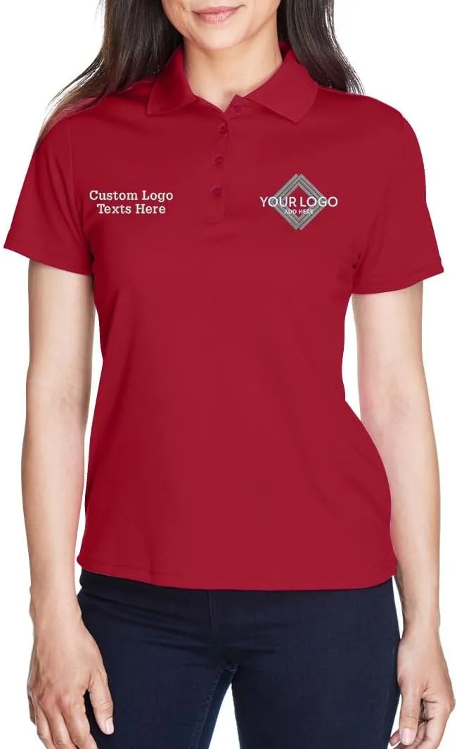 INK STITCH Women Core365 Custom Embroidery Logo Texts Origin Performance Pique Polo Shirts