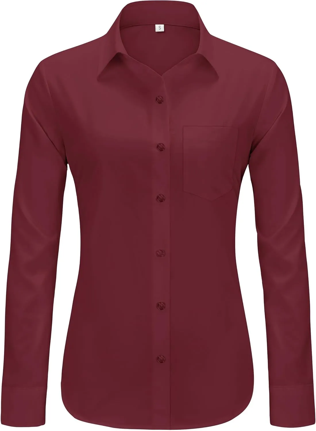 J.VER Womens Button Down Dress Shirts Solid Long Sleeve Wrinkle Free Formal Collared Shirt Casual Business Blouse with Pocket