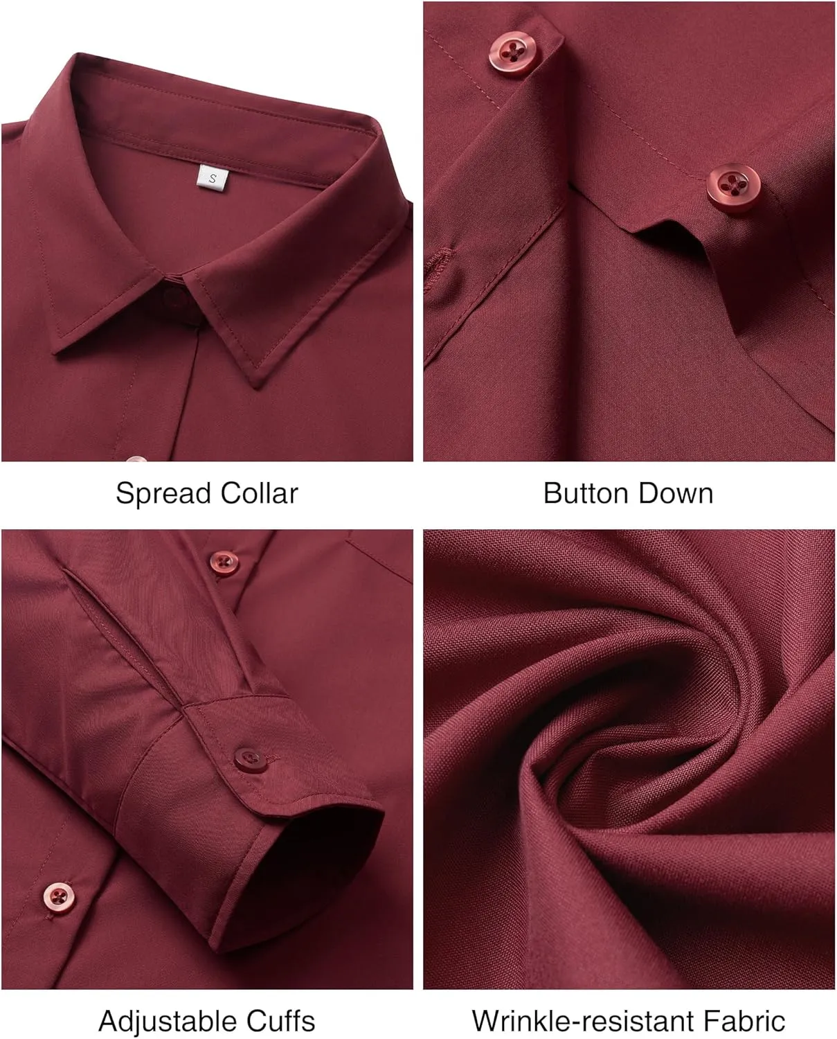 J.VER Womens Button Down Dress Shirts Solid Long Sleeve Wrinkle Free Formal Collared Shirt Casual Business Blouse with Pocket