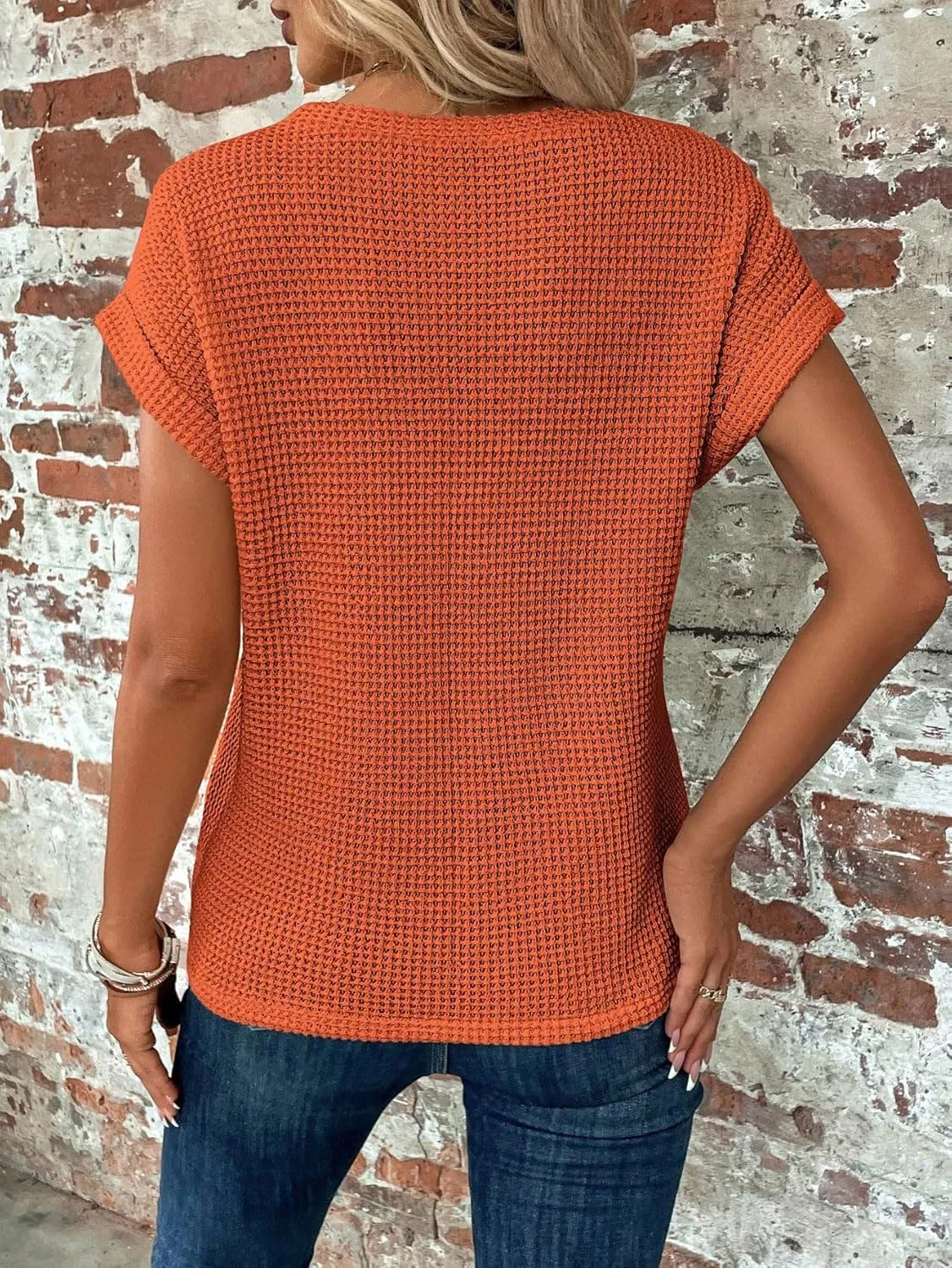 KevaMolly Womens T Shirts Solid Batwing Sleeve Cross Wrap Hem Tee Casual Tshirt Trendy Fitted Tee Tops