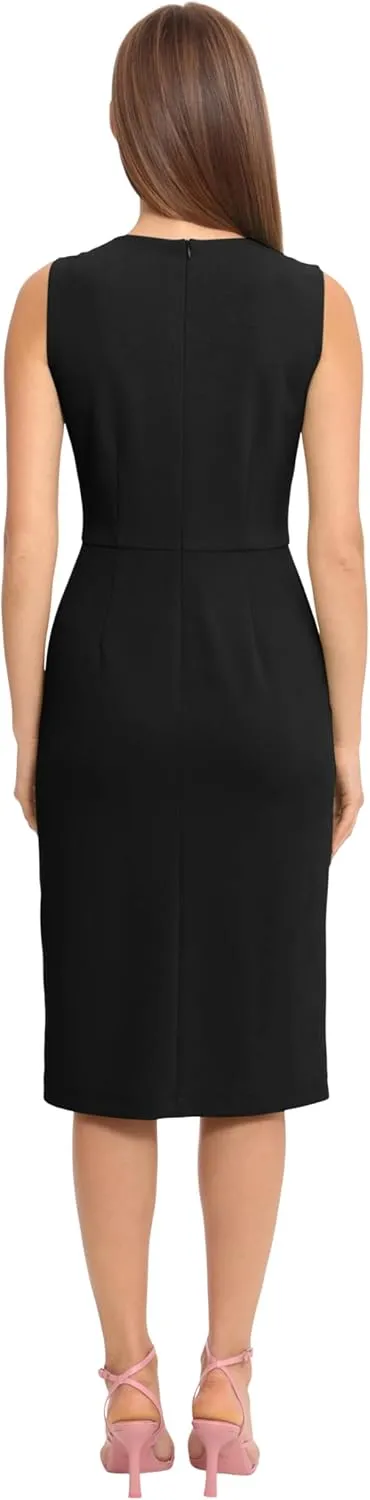 Maggy London Women's Sleeveless Sheath Wrap Knee Length Dress Work Office Wear