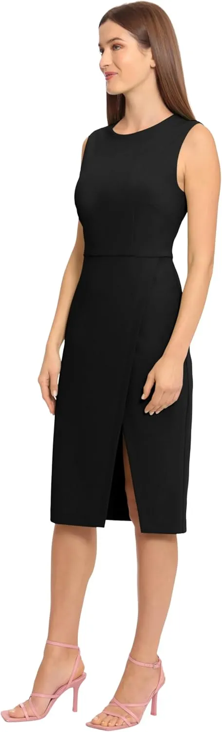 Maggy London Women's Sleeveless Sheath Wrap Knee Length Dress Work Office Wear