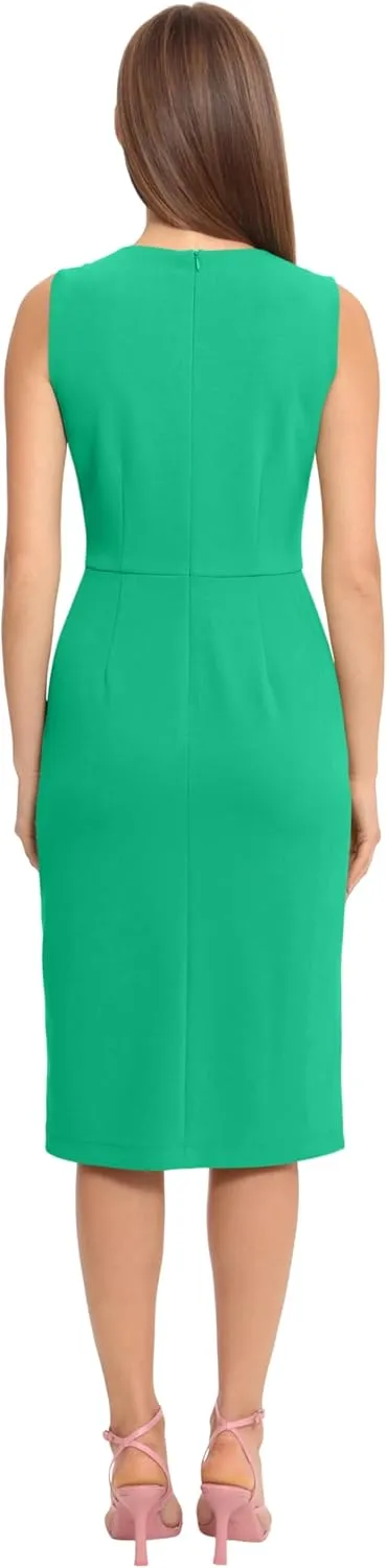 Maggy London Women's Sleeveless Sheath Wrap Knee Length Dress Work Office Wear