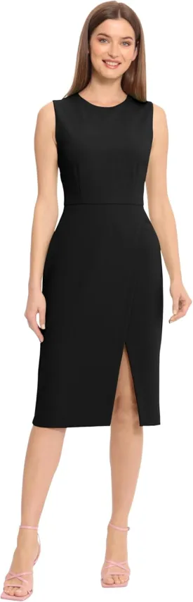 Maggy London Women's Sleeveless Sheath Wrap Knee Length Dress Work Office Wear
