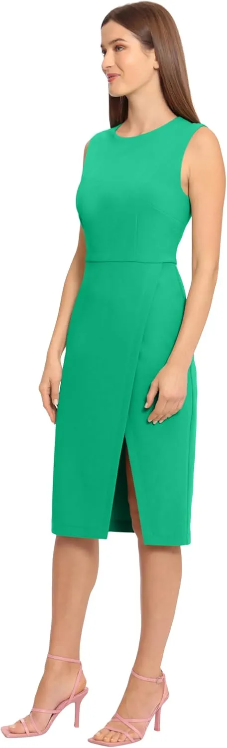 Maggy London Women's Sleeveless Sheath Wrap Knee Length Dress Work Office Wear