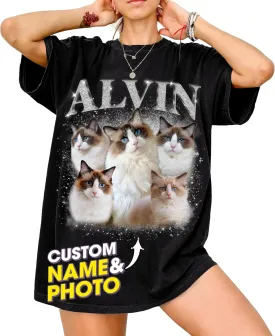 Mit & Mia Custom Your Own Bootleg Rap Shirts for Boyfriend Girlfriend Face Shirt with Photo Gift for Him Her Pet Lovers