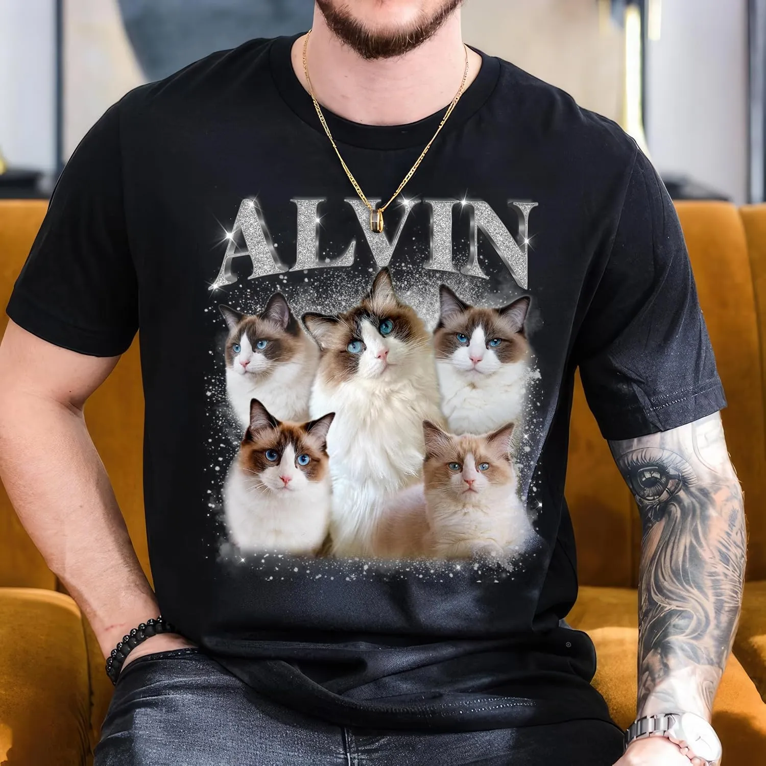 Mit & Mia Custom Your Own Bootleg Rap Shirts for Boyfriend Girlfriend Face Shirt with Photo Gift for Him Her Pet Lovers