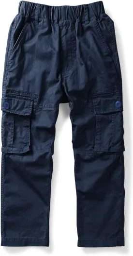 Phorecys Boys Pull on Cargo Pants Elastic Waist Casual Uniform Multi-Pockets Trousers