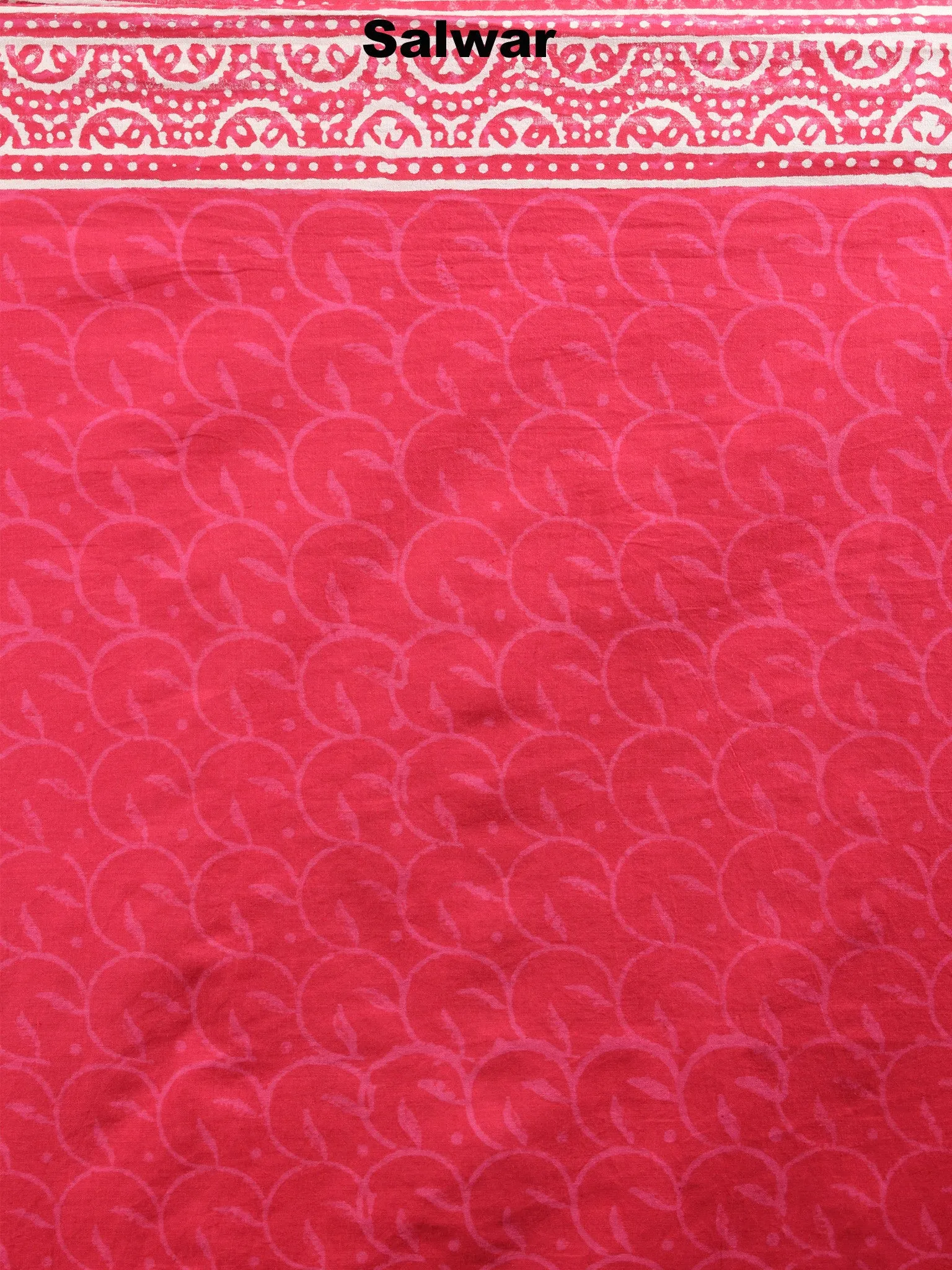 Red White Hand Block Printed Cotton Suit-Salwar Fabric With Chiffon Dupatta - S1628044