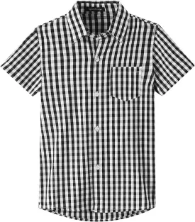 Spring&Gege Boys' Short Sleeve Dress Shirts Formal Uniform Woven Solid