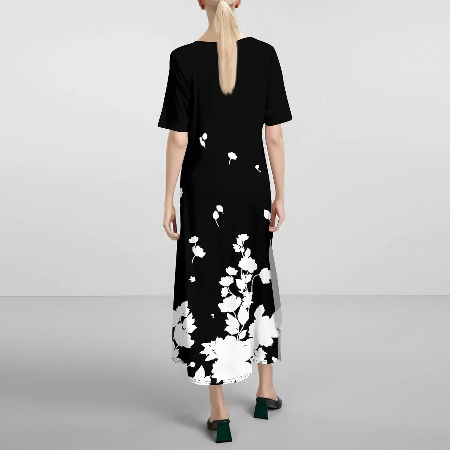 Summer Dresses for Women 2025 Beach Vacation Spring Clothes Short Sleeve Round Neck Maxi Dresses