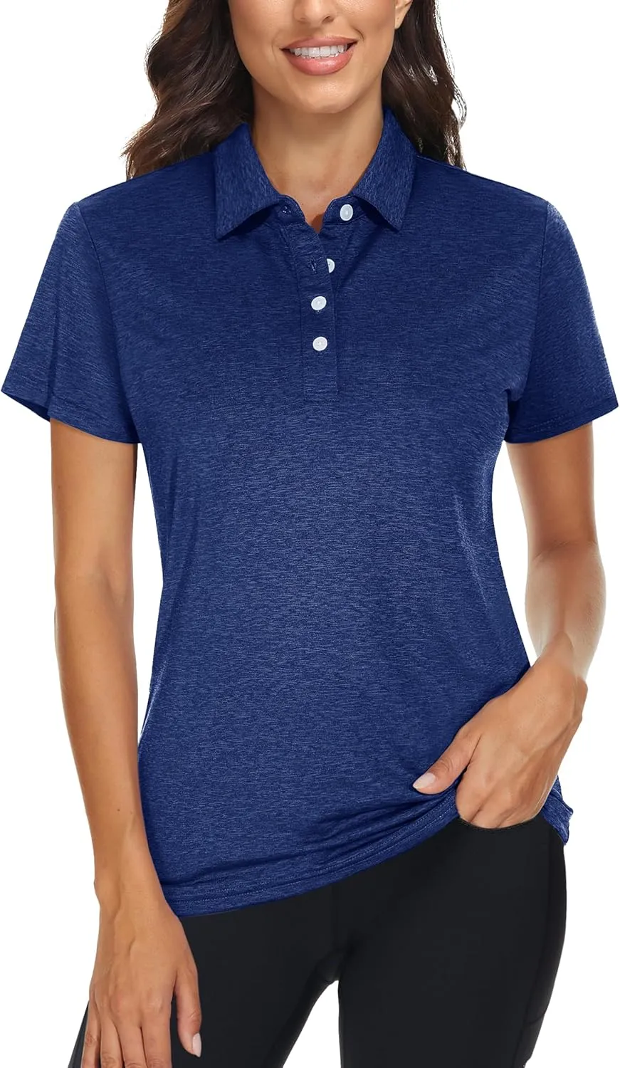 TACVASEN Polo Shirts for Women Short Sleeve Golf Shirts 4-Button Quick Dry Workout Tops Collared for Work Running Tennis