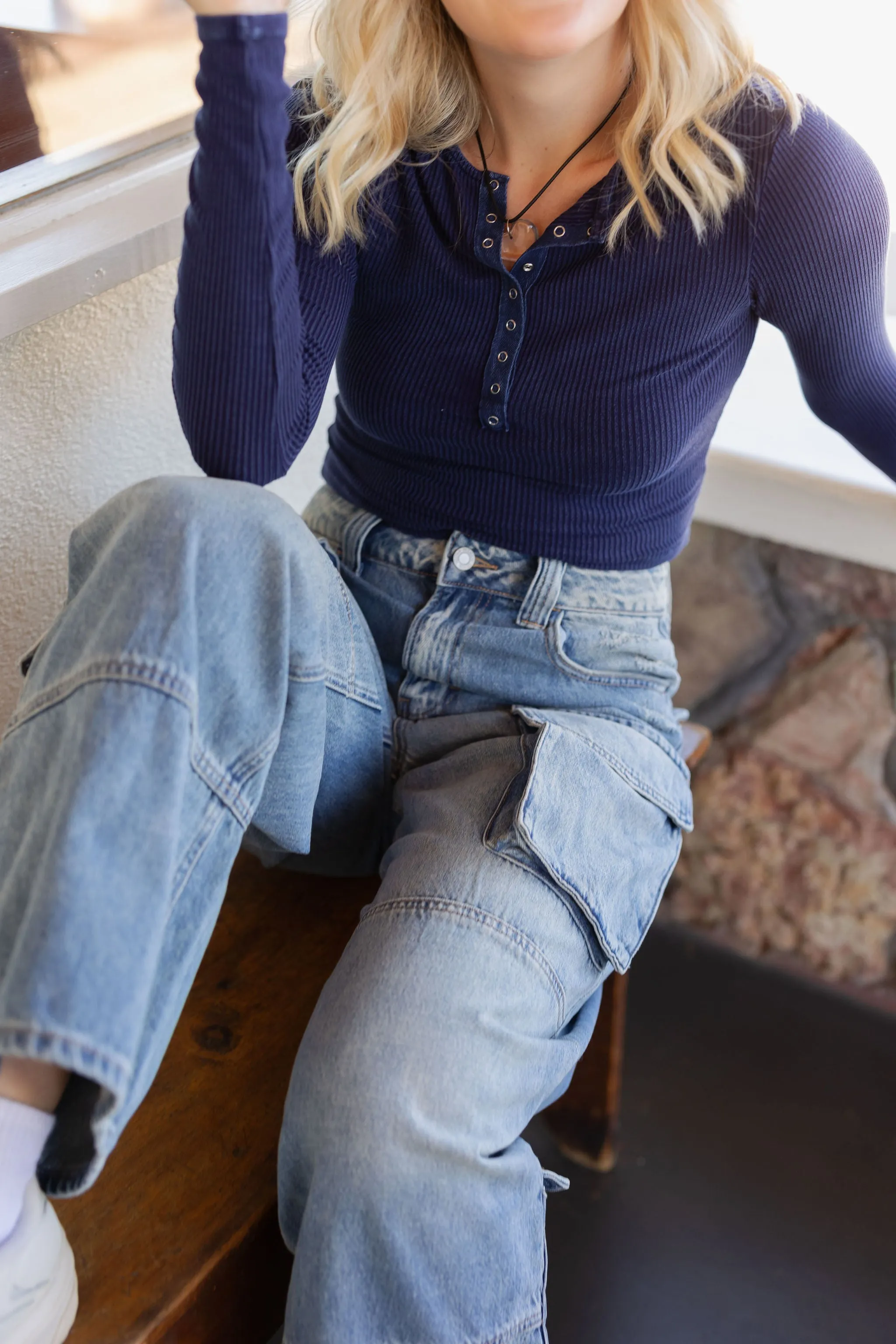The Hazel Super High Rise Cargo Jeans by Nectar Premium Denin