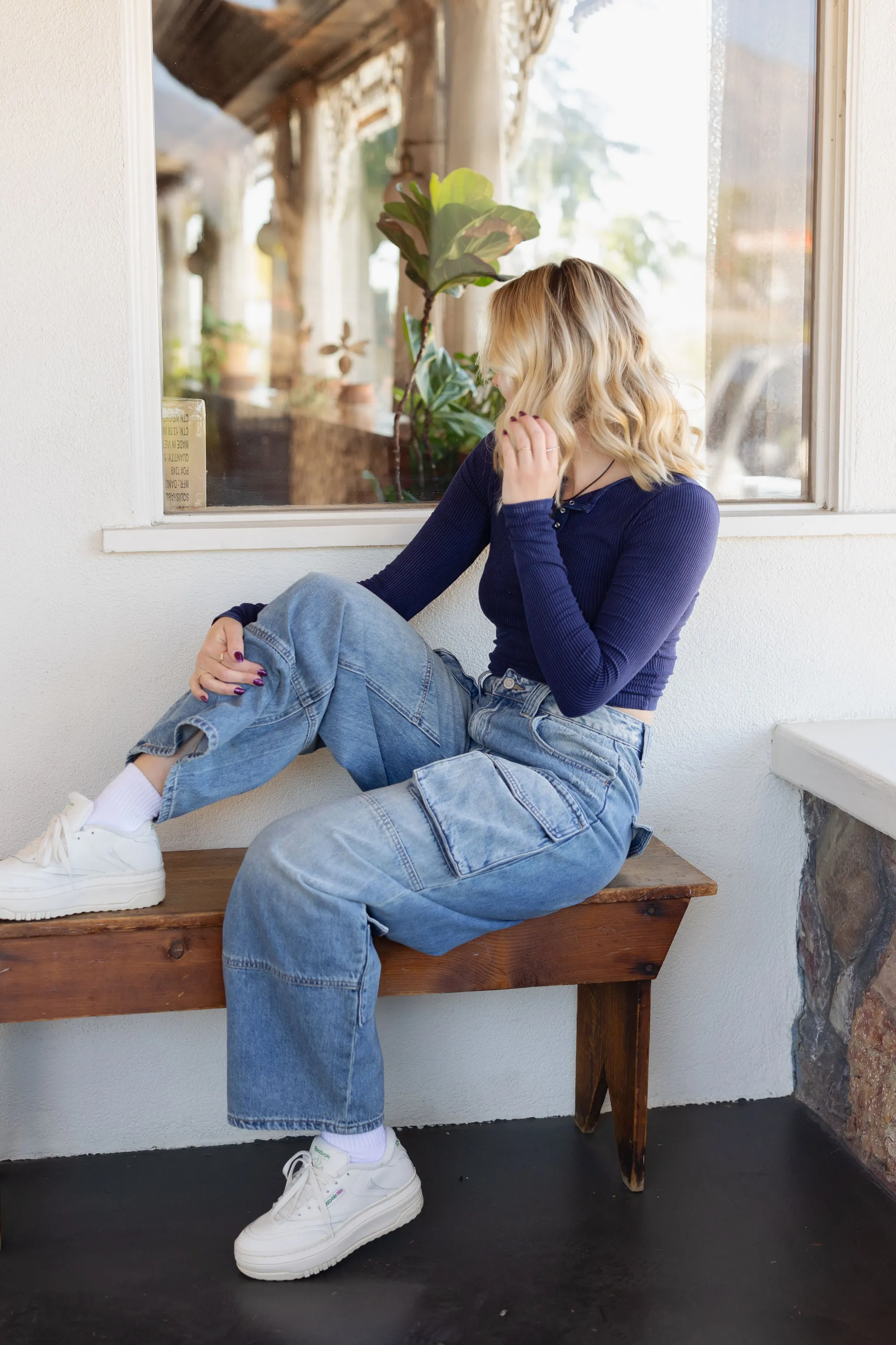 The Hazel Super High Rise Cargo Jeans by Nectar Premium Denin