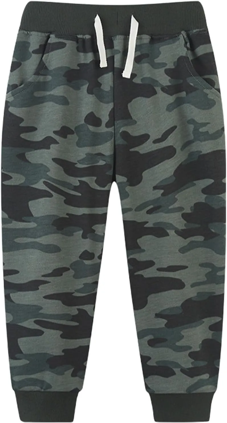 Toddler Boys Camouflage Sweatpants Drawstring Elastic Pull-On Joggers Active Pants Sport High Waisted Trousers Bottoms