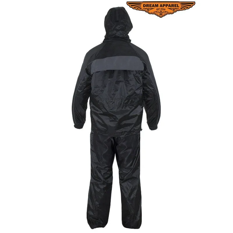 Two-Piece Black Rain Suit With Zippered Side Seams