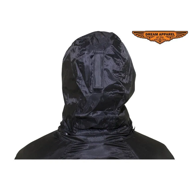 Two-Piece Black Rain Suit With Zippered Side Seams