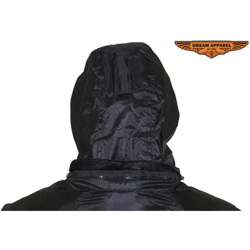 Two-Piece Black Rain Suit With Zippered Side Seams