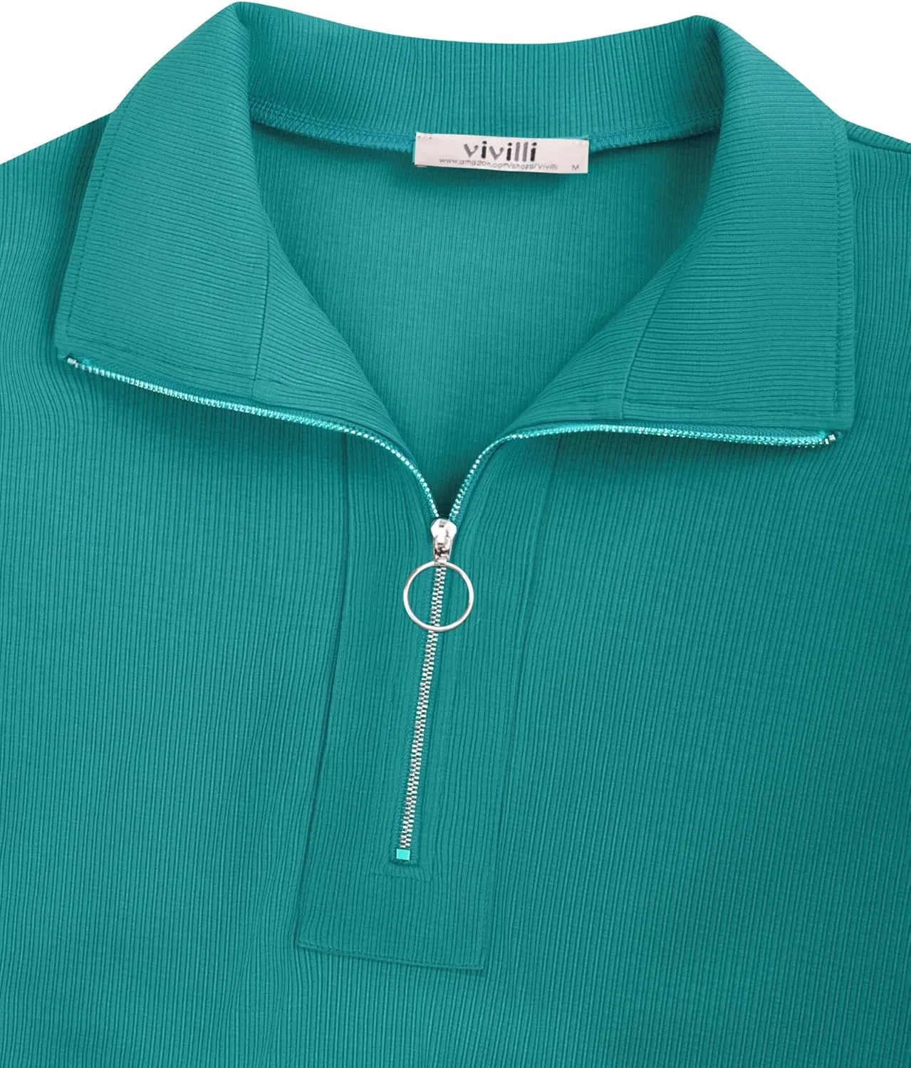 Vivilli Women's Short Sleeve Tops and Blouses Zipper Collar V Neck Business Casual Tops Loose Fit Tunic Shirt Polo Shirts