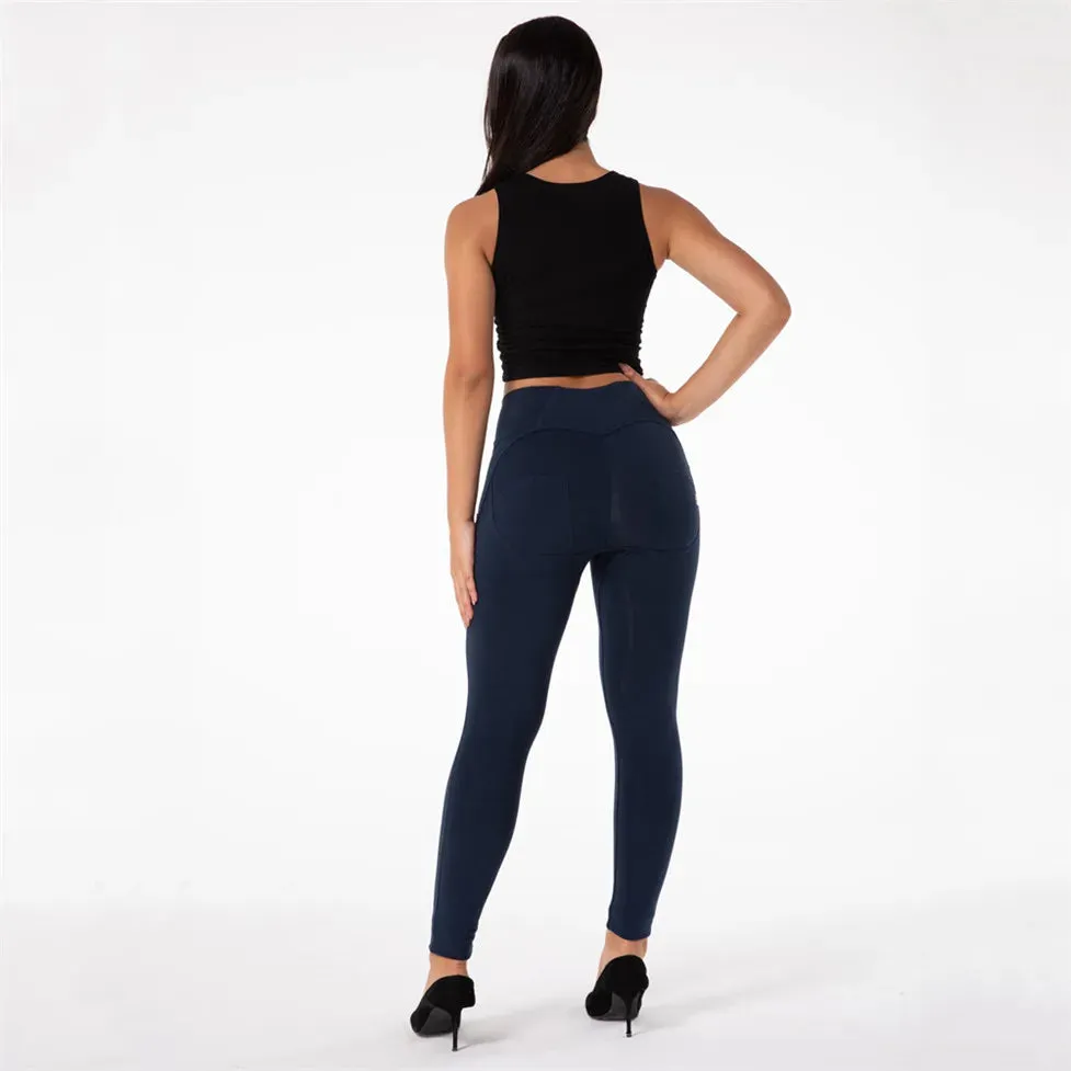 Wjczt Melody Royal Blue Pants Stretch Women Leggings Push Up  High Waist Bum Lifting Leggings