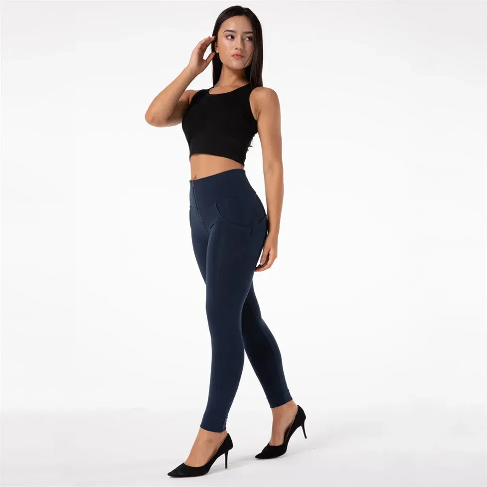 Wjczt Melody Royal Blue Pants Stretch Women Leggings Push Up  High Waist Bum Lifting Leggings