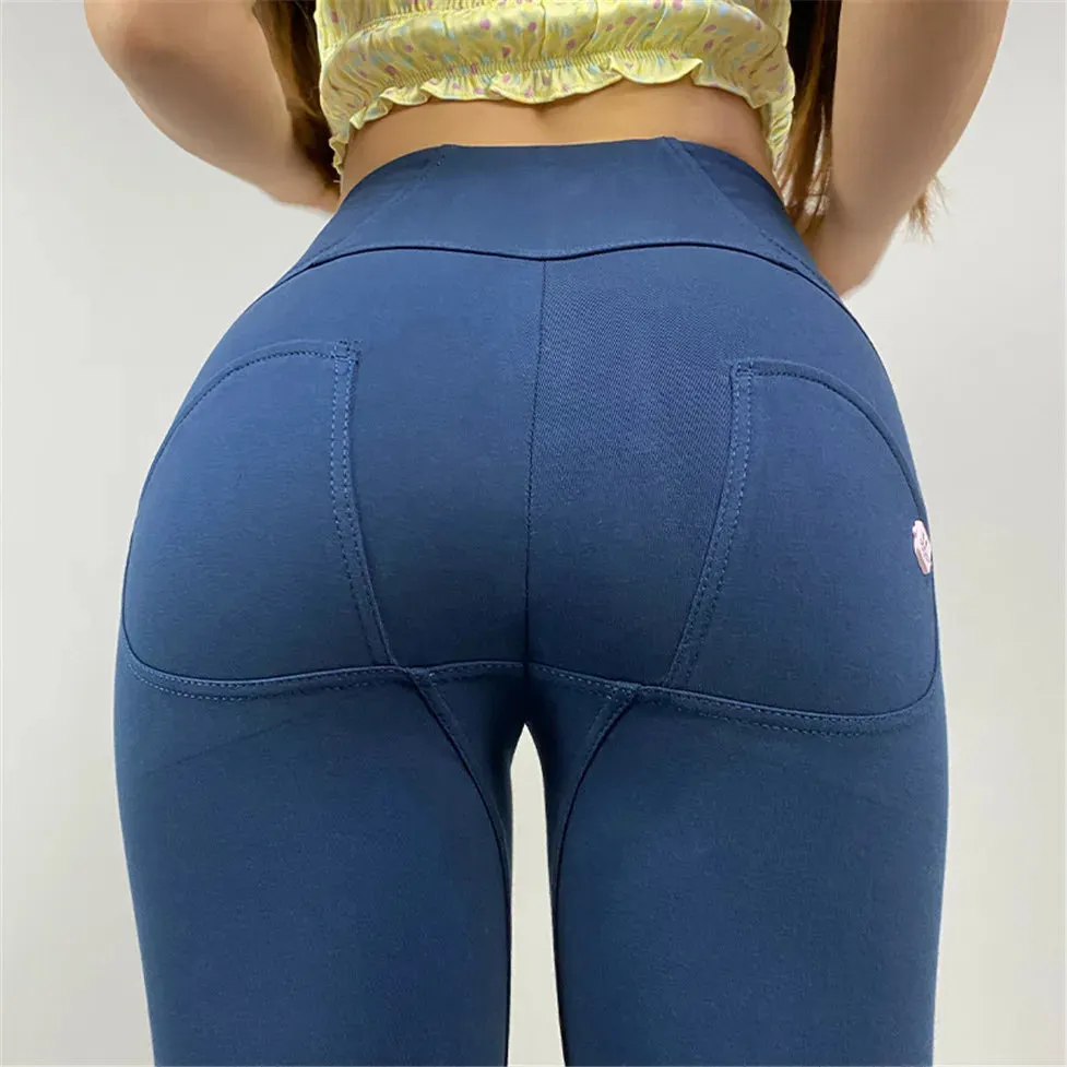 Wjczt Melody Royal Blue Pants Stretch Women Leggings Push Up  High Waist Bum Lifting Leggings