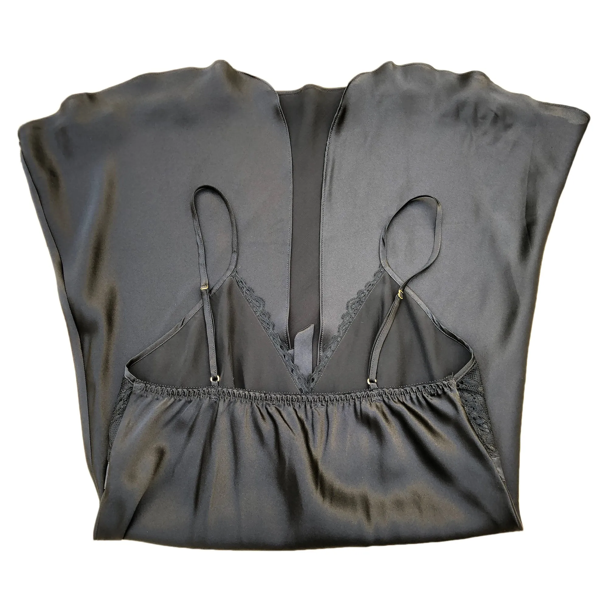 Women 100%Silk Slip Sexy Slit Chiffon Inside