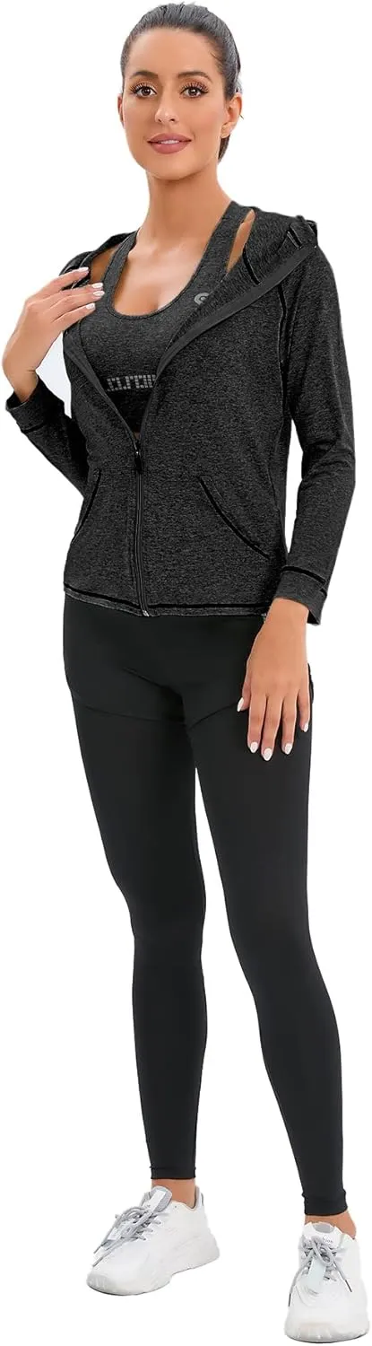 ZETIY Women's 5pcs Sport Suits Fitness Yoga Running Athletic Tracksuits